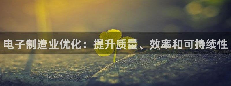 彩神争霸老平台：电子制造业优化：提升质量、效率和可持续性