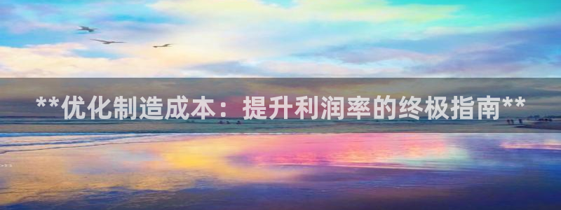 彩神vl官网：**优化制造成本：提升利润率的终极指南**