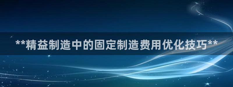 在彩神网输了六万多怎么拿回来：**精益制造中的固定制造费用优化技巧**