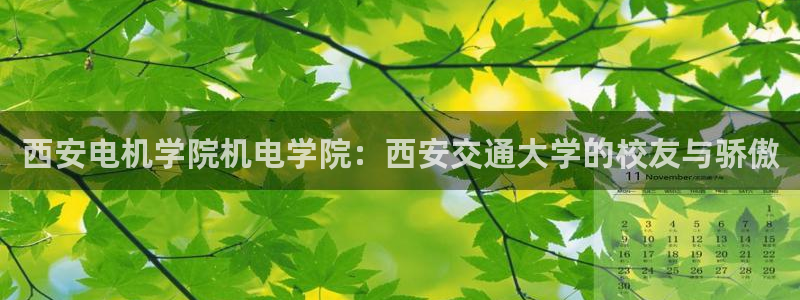 彩神旗下有哪些平台：西安电机学院机电学院：西安交通大学的校友与骄傲